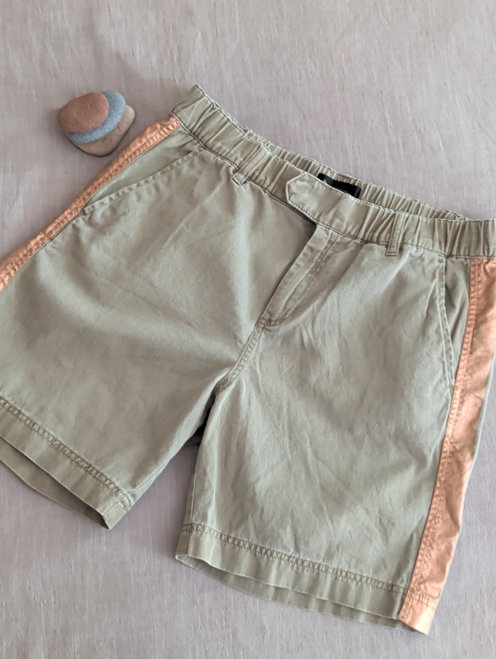 J. Crew Olive Green Shorts with Rose Gold Side Stripe